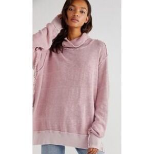 Free People We the Free Pink Timmy Turtleneck Oversized Cowl Neck Sweatshirt XL
